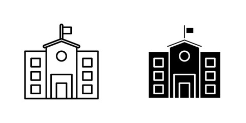 School vectors icons set in filled and strokes on white background