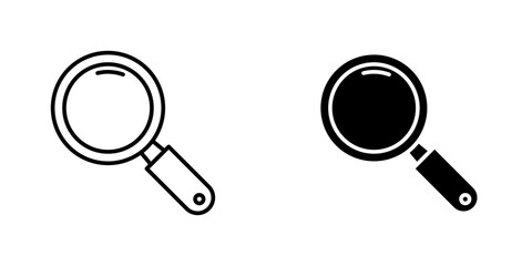 Search vectors icons set in filled and strokes on white background