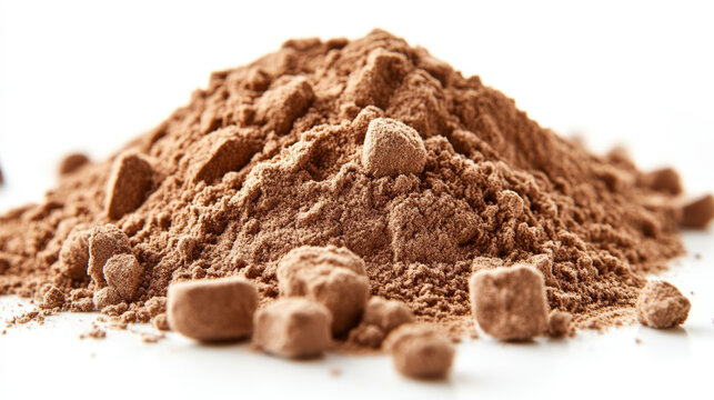 A pile of chocolate powder with some rocks on top