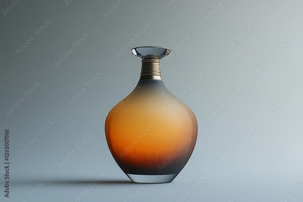 Poster elegant glass vase with gradient color blending from amber to deep brown on a minimalist backdrop