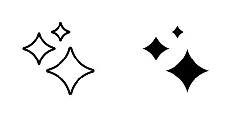 Sparkles vectors icons set in filled and strokes on white background