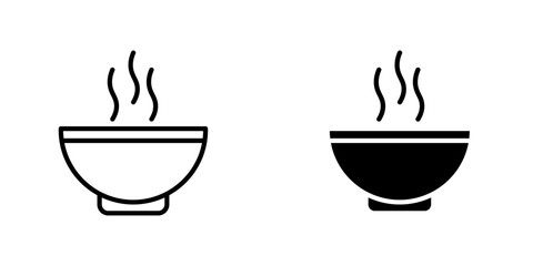 Soup vectors icons set in filled and strokes on white background