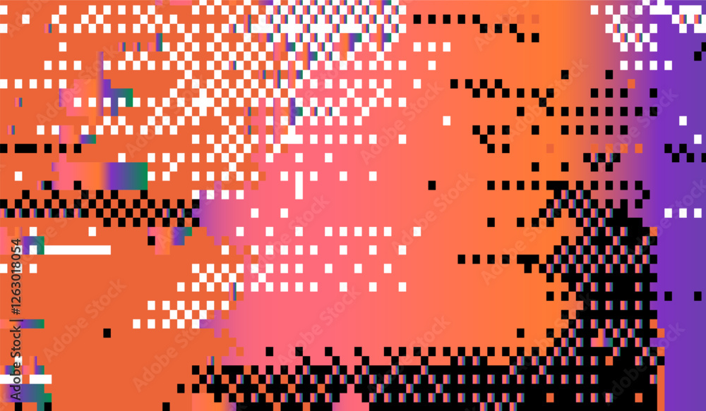 Aufkleber Abstract bright retrofuturistic vector background with glitch art artifacts in holographic neon colors.