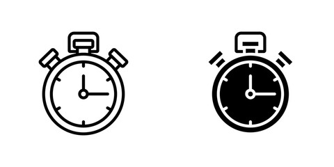 Stopwatch vectors icons set in filled and strokes on white background