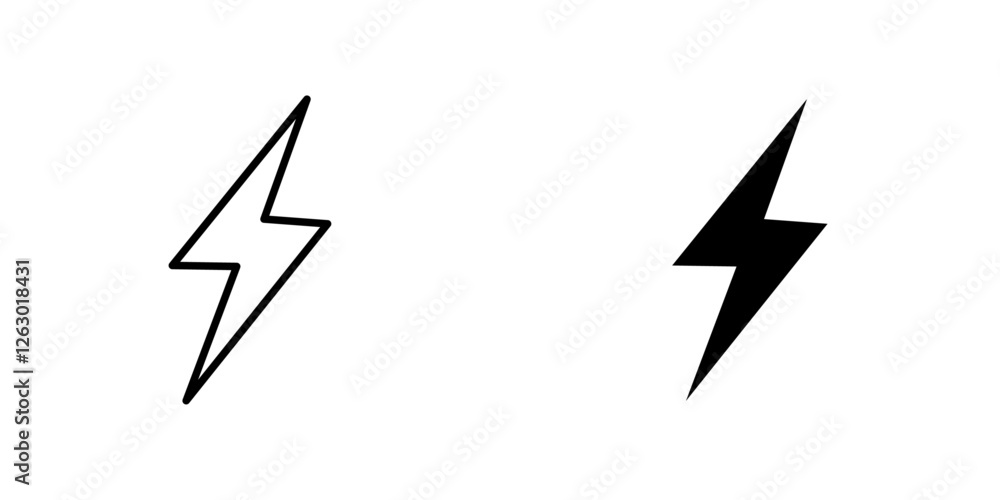 Wall mural thunder bolt vectors icons set in filled and strokes on white background