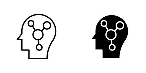 Thinking vectors icons set in filled and strokes on white background