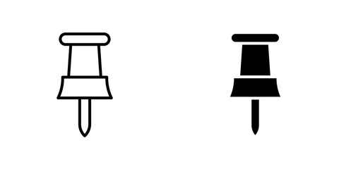 Thumbtack vectors icons set in filled and strokes on white background