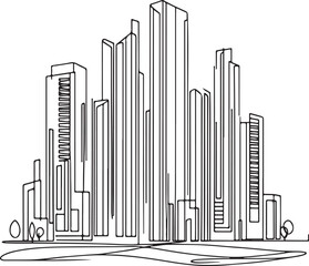 Minimalist Skyscraper Line Drawing | High-Rise Vector Art