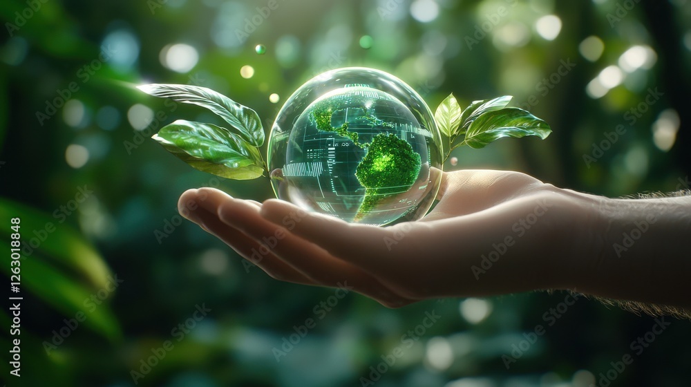 Poster marketing technology and data analysis sustainable practices in nature