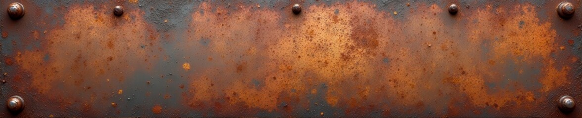 Weathered steel plate, deep rust streaks and scratches , metallic, rusty metal