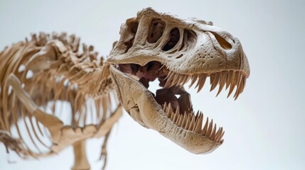 Fierce Tyrannosaurus Rex Close-Up on White