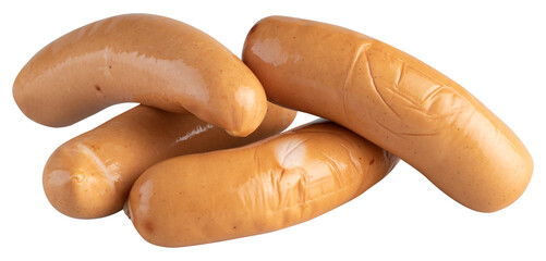 Fresh yellow sausage cut out isolated transparent background