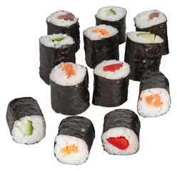 Japanese sushi cut out isolated transparent background