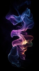 Obraz premium Ethereal Waveform Abstract Glowing Energy Flow on Black Background, Digital Art.