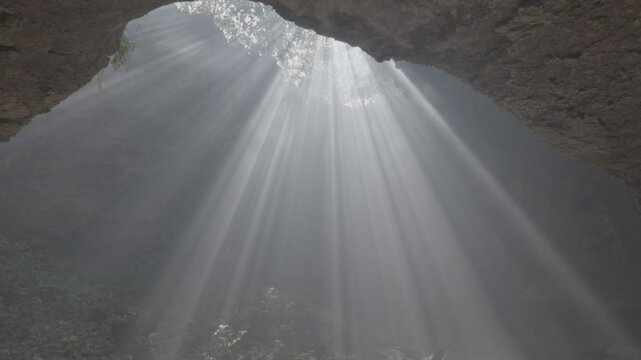 Sunlight Burst From Top Of Underground Cave - Slog3