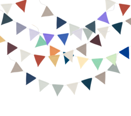 party triangle flags cut out isolated transparent background