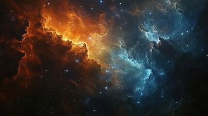 Fototapeta premium Space-themed digital art, galaxies and planets, vibrant cosmic colors, stars and nebulae in deep space, awe-inspiring visuals