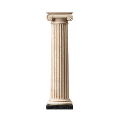 Obraz premium Elegant Greek Style Pillar with Fluted Design and Decorative Capital, Isolated on a White Background