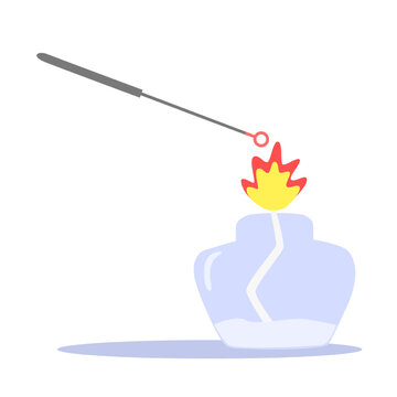 illustration of sterilized inoculation loop in a alcohol bunsen burner