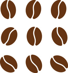 Coffee bean set. Isolated coffe beans on white background