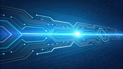 Obraz premium Futuristic technology background with glowing lines and dynamic light effects. Perfect for digital innovation, data visualization, and high-tech concepts