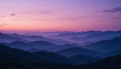 Obraz premium Layers of mountain ridges at sunrise
