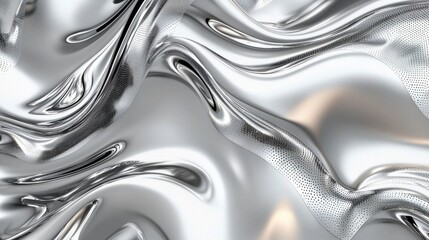 Abstract Silver Metallic Texture with Flowing Curves and Patterns