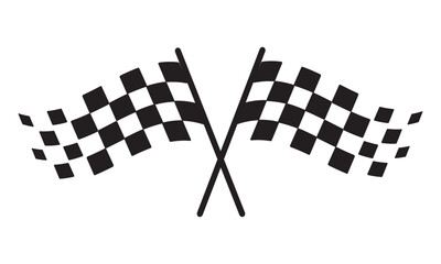 Racing flag vector icon on white background. Checkered flag. start and finish crossed flag. Racing flag.	