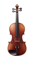 Fototapeta premium Elegant Brown Wooden Violin Isolated on White Background