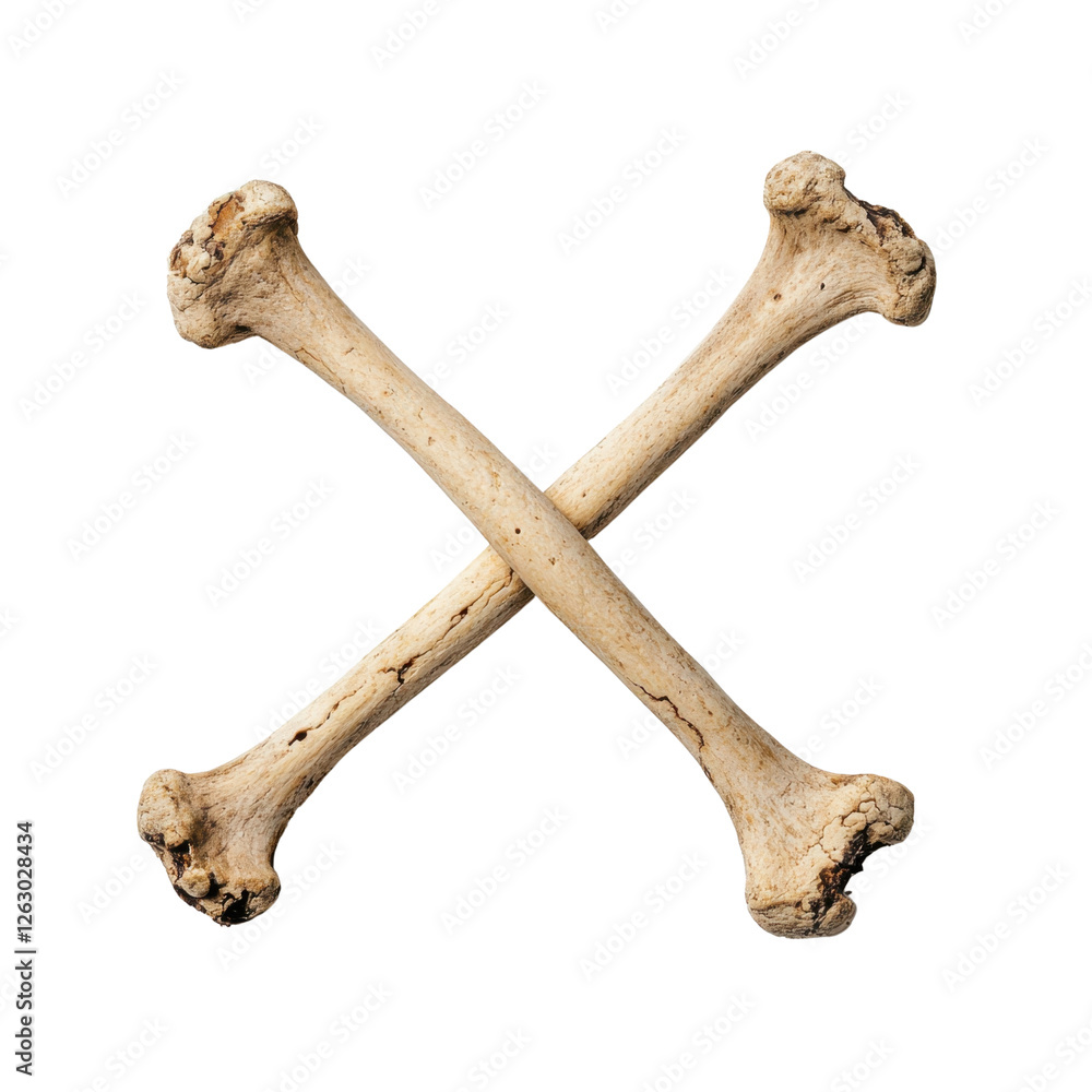 Poster crossed bones displayed on the ground with a rustic texture and detailed surface in a studio setting