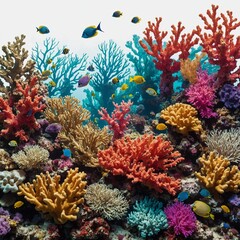 Fototapeta premium A colorful coral reef digitally illustrated against a white background.