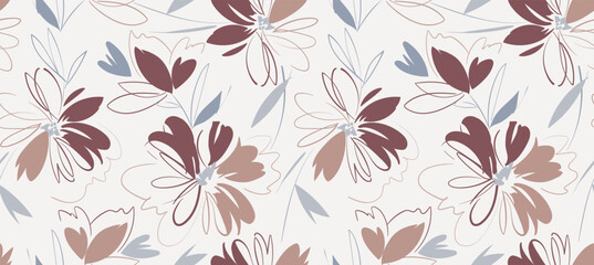 Seamless abstract pattern. Flowers pattern design.