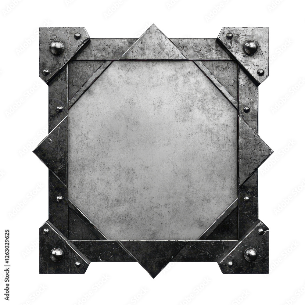 Poster decorative metal frame with rivets and a blank center for custom artwork or text display