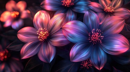 Vibrant Abstract Floral Composition with Colorful Petals and Leaves