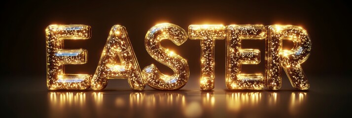 Brightly lit Easter letters shine in festive display, creating a joyful ambiance for seasonal celebrations