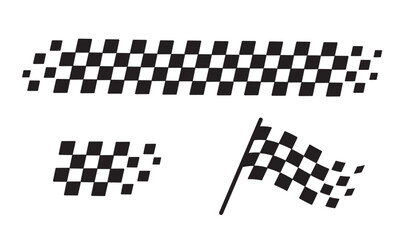 Racing flag vector icon on white background. Checkered flag. start and finish crossed flag. Racing flag.	