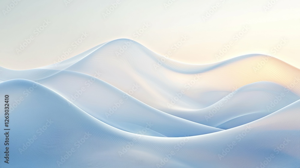Poster soft curves of minimalist wave patterns in gentle light atmosphere