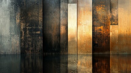 Textured Wall Panels with Metallic Finish and Reflective Surface
