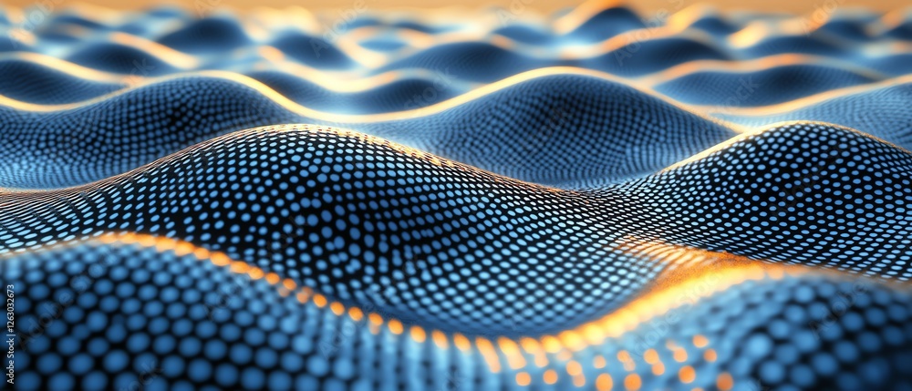 Poster abstract blue wave pattern digital art background data dark glow style