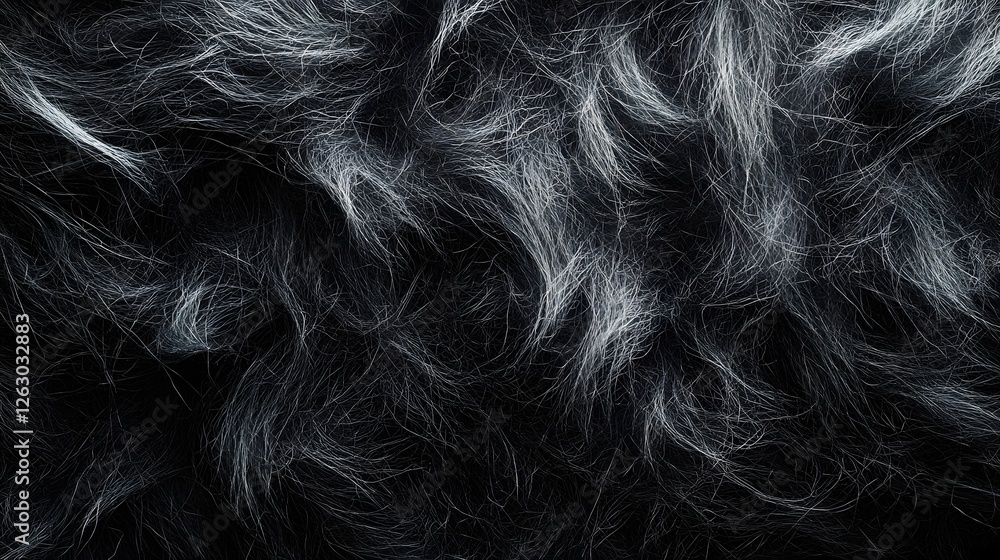 Poster abstract monochrome image depicting the texture of dark hair with streaks of lighter grey. a study i