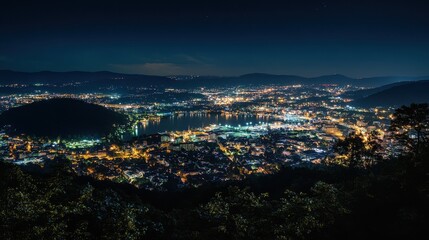 Bergen City Lights A Stunning Nighttime Panorama of Bergen, Norway