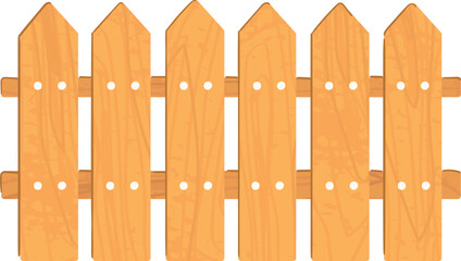Vector Colorful Illustration of Wooden Fence Isolated on White Background