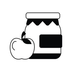 apple jam glyph outline icon with white background vector stock illustration