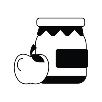 recommend clip art: apple jam glyph outline icon with white background vector stock illustration