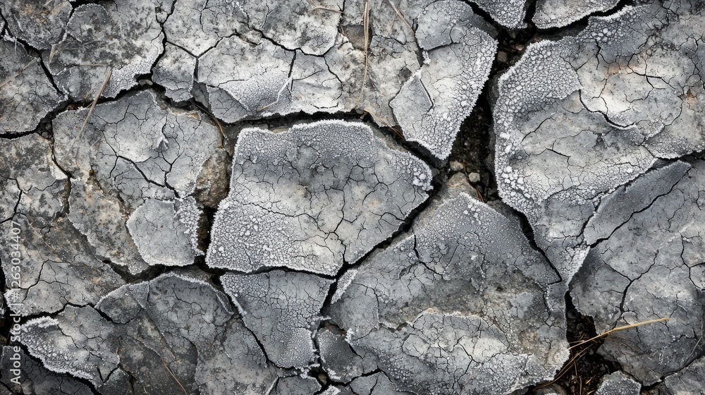 Poster dry cracked earth surface with desolate texture and unique patterning