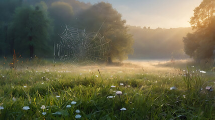 landscaps background in Dewy season