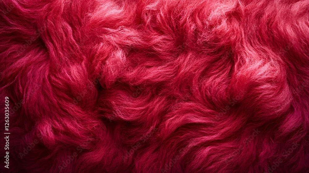 Poster close-up shot of yarn crimson textile, showcasing rich red fibers and soft texture. macro texture ba