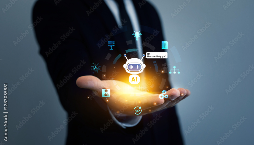 Poster ai chatbot comes with solutions, helps to solve work problems and smart data.ai technology for work 