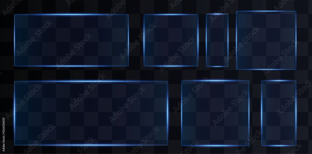 Poster futuristic hud neon frame with glowing blue and yellow lights, perfect for digital interfaces, tech 