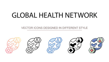 Global Health Network icon design with white background stock illustration